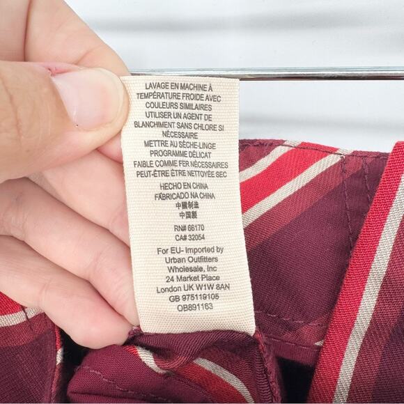 Free People Seemed Like Stripe Belted Crop Pant in Burgundy/Red Sz 2 Office Boho - Picture 16 of 16